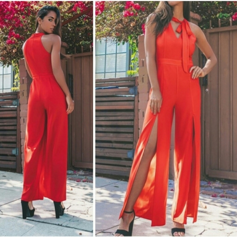 Strut & Bolt Sleeveless Red Jumpsuit Pantsuit - Picture 4 of 11